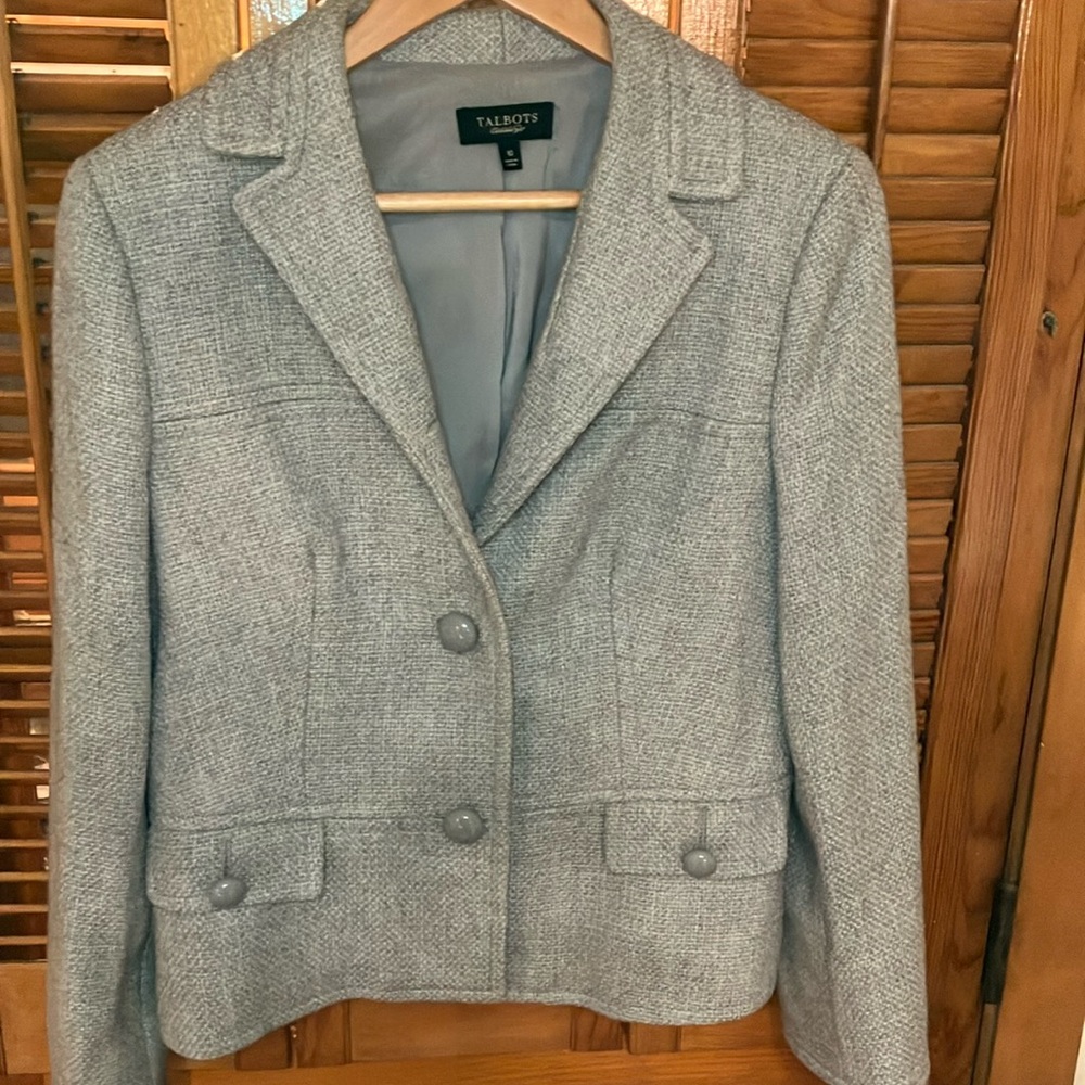 Talbots Light Grey Tweed Blazer Size 10